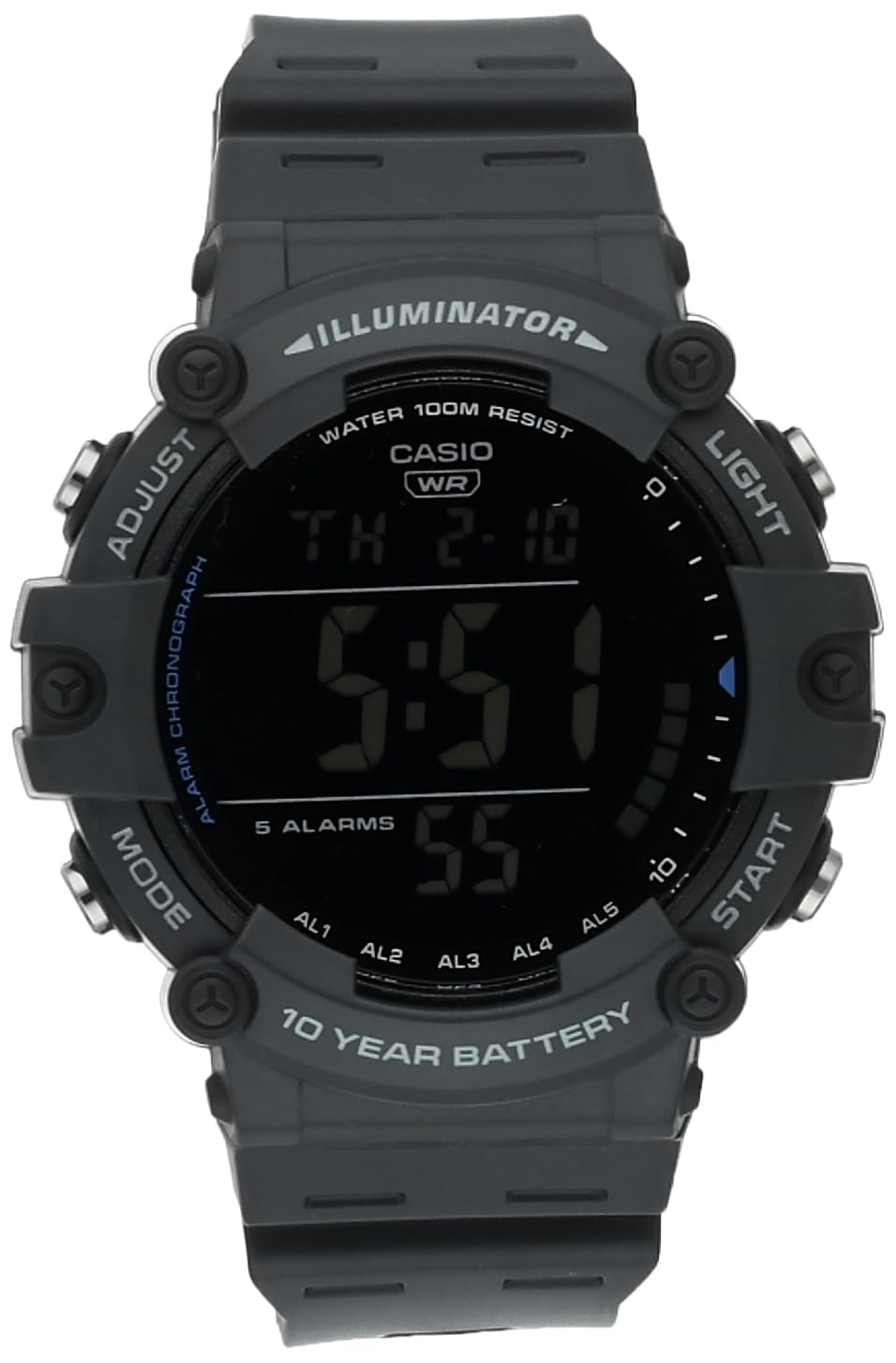 Casio Illuminator AE1500WH Series | 10-Year Battery | LED Backlight | 5-Alarms | 1/100 Sec Stopwatch | Men's Digital Watch