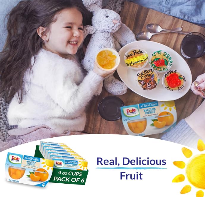 Dole Fruit Bowls No Sugar Added Variety Pack Snacks, Peaches, Mandarin Oranges & Cherry Mixed Fruit, 4oz 12 Cups, Gluten & Dairy Free, Bulk Lunch Snacks for Kids & Adults