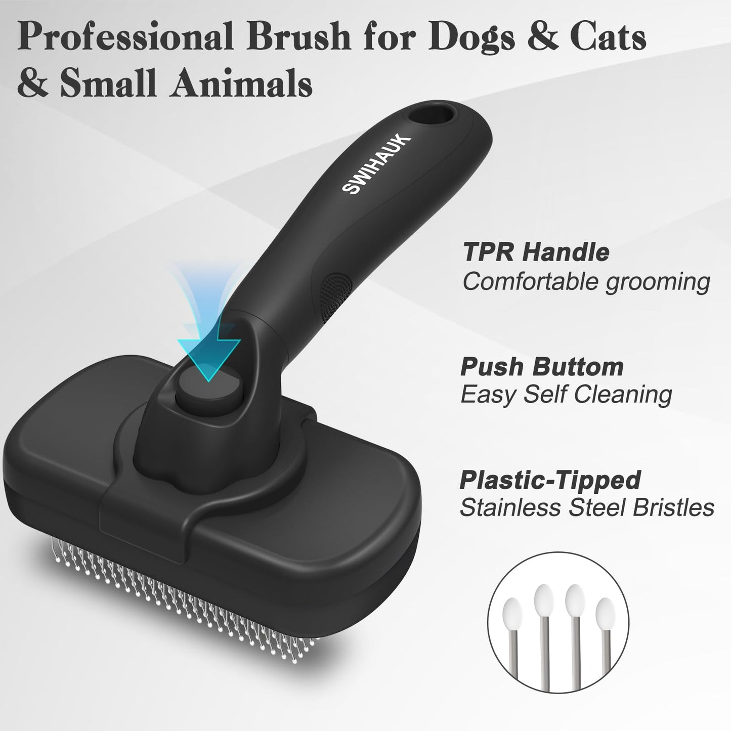 Self Cleaning Slicker Brush for Dogs & Cats, Skin Friendly Grooming Cat Brush, Dog Brush for Shedding, Deshedding Brush, Hair Brush Puppy Brush for Haired Dogs, Pet Supplies Accessories, Blue