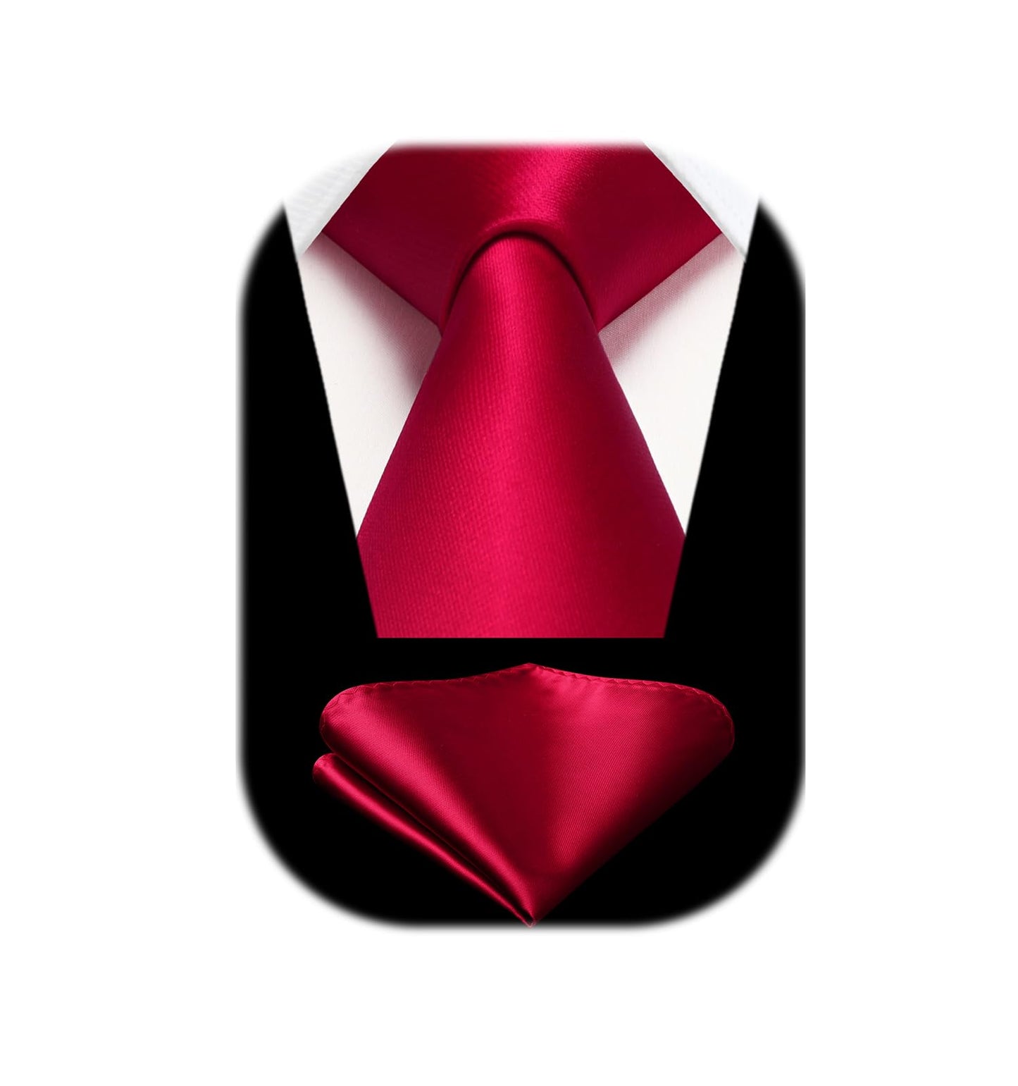 HISDERN Mens Solid Color Ties Formal Satin Necktie and Pocket Square Set Classic Wedding Business Tie & Handkerchief