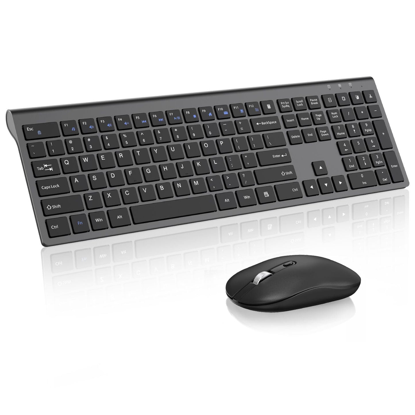 cimetech Wireless Keyboard and Mouse Combo, Compact Full Size Wireless Computer Keyboard and Mouse Set 2.4G Ultra-Thin Sleek Design for Windows, Computer, Desktop, PC, Notebook, Laptop - Grey