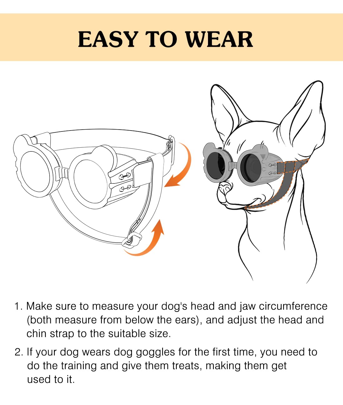 Small Dog Sunglasses UV Protection Goggles Eye Wear Protection with Adjustable Strap Doggy Panda Shape Anti-Fog Sunglasses for Pet Dogs Sun Glasses Doggie Windproof Glasses, White