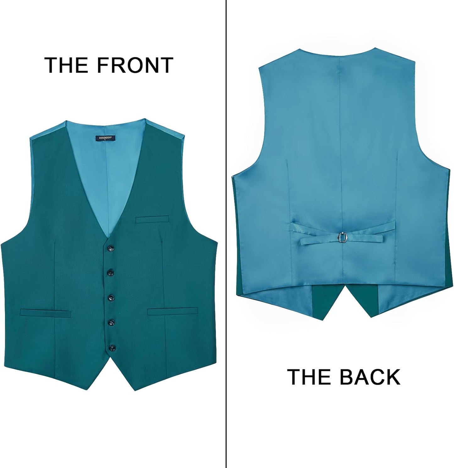 HISDERN Men's Suit Vest Business Formal Dress Waistcoat Vest with 3 Pockets for Suit or Tuxedo