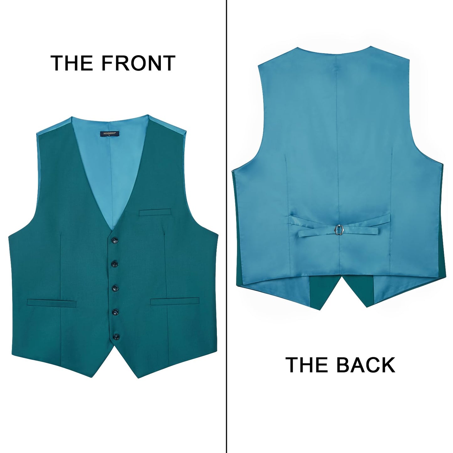 HISDERN Men's Suit Vest Business Formal Dress Waistcoat Vest with 3 Pockets for Suit or Tuxedo