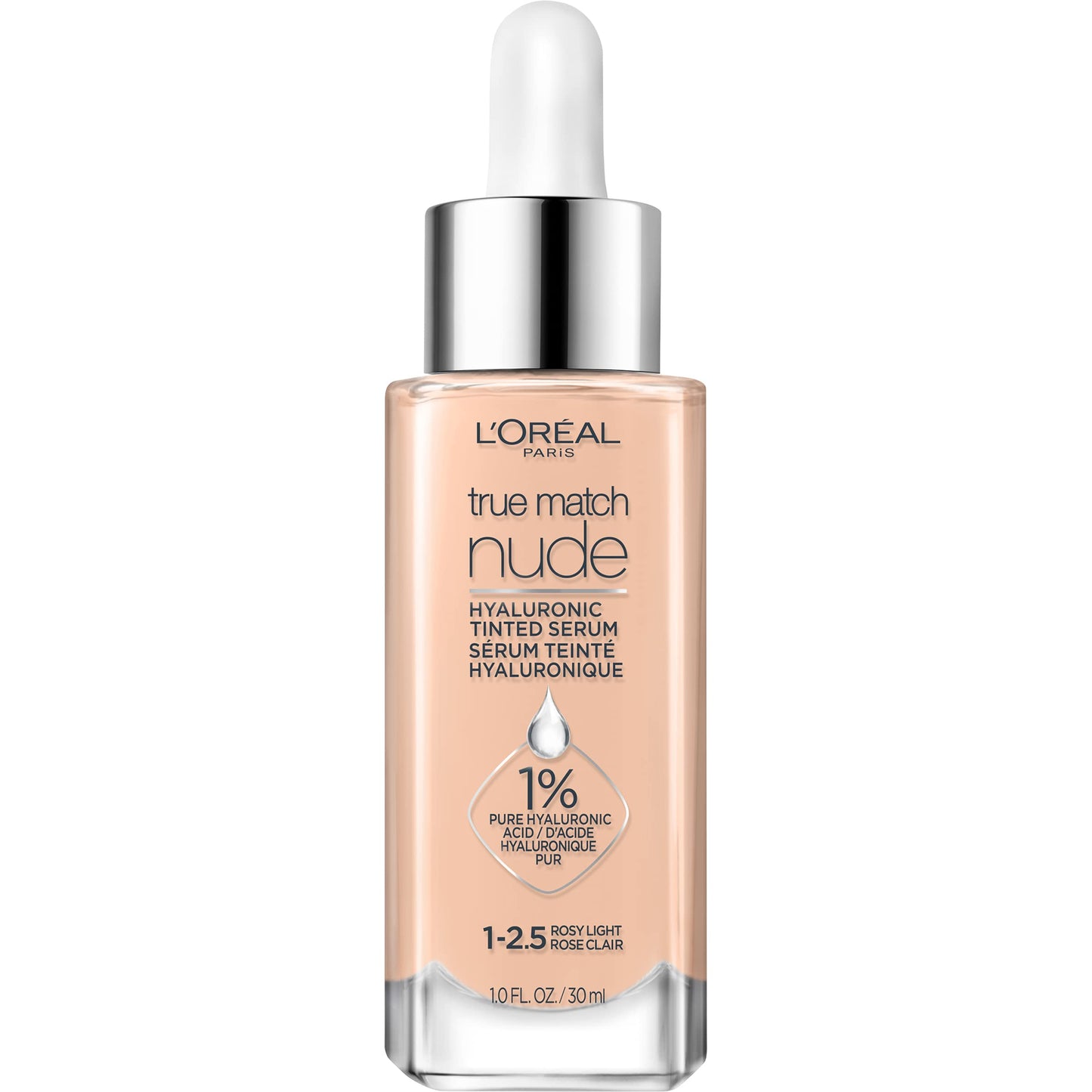 L'Oreal Paris True Match Nude Hyaluronic Tinted Serum Foundation with 1% Hyaluronic acid, Light 2-3, 1 fl. oz.