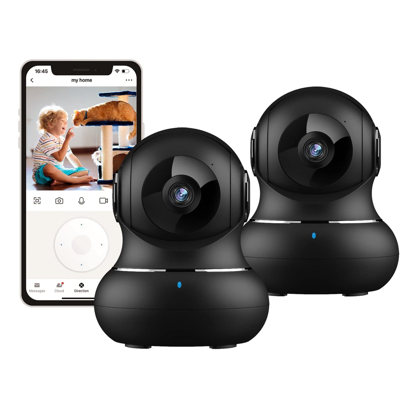 litokam 2K Indoor Security Camera, 360° Cameras for Home Security Indoor with Motion Detection, Pet Camera with Phone App, Baby Monitor-Night Vision