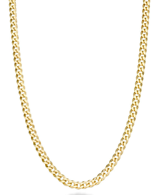 Miabella Italian Solid 18k Gold Over 925 Sterling Silver 3.5mm Diamond Cut Cuban Link Curb Chain Necklace for Women Men, Made in Italy