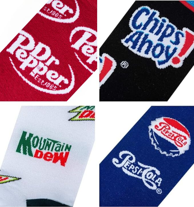 Crazy Socks, Snack & Junk Food Themes, Fun Silly Novelty Crew, Large, Fun 8 Pack