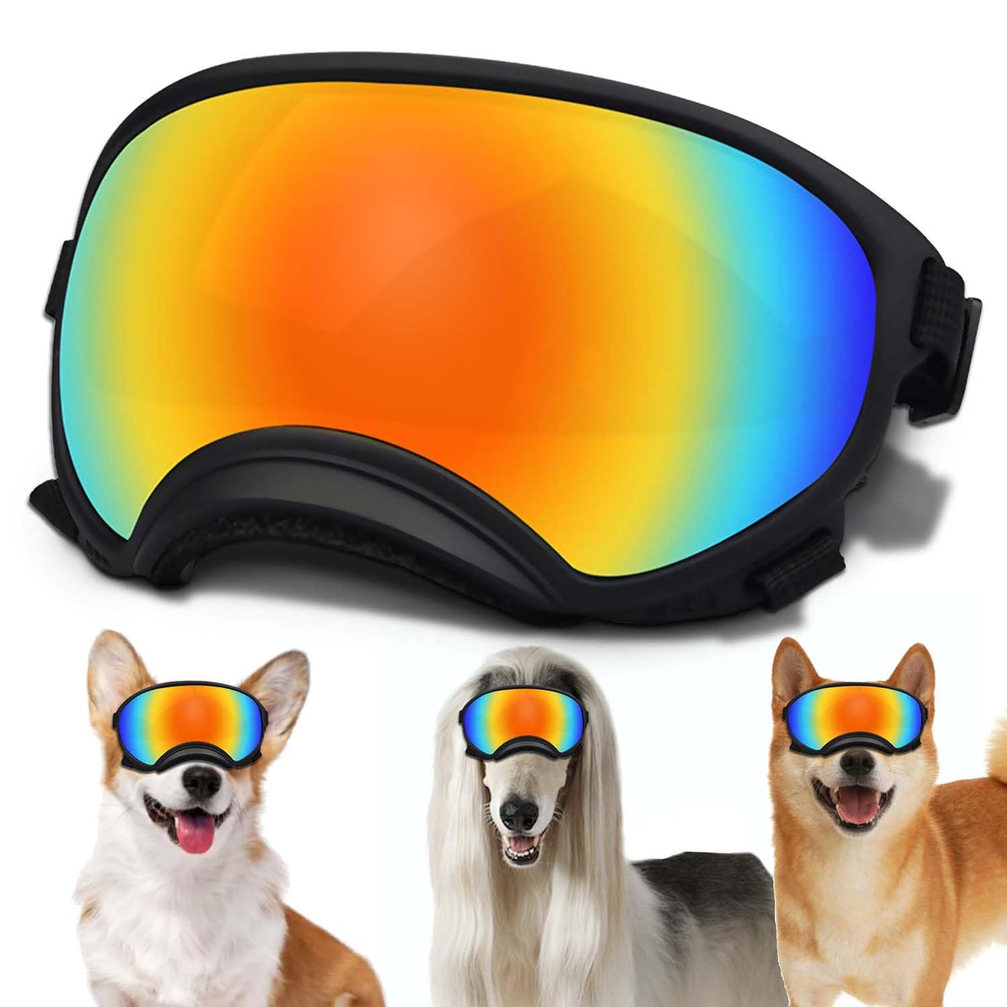 Large Dog Sunglasses, Dog Goggles with Adjustable Strap UV Protection Winproof Dog Puppy Sunglasses, Suitable for Medium-Large Dog Pet Glasses, Dogs Eyes Protection