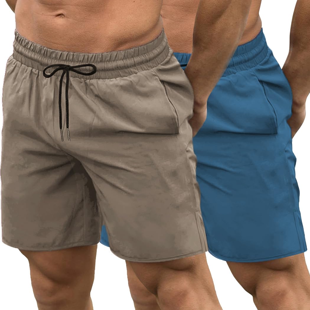 COOFANDY Men's 2 Pack Gym Workout Shorts Quick Dry Bodybuilding Weightlifting Pants Training Running Jogger with Pockets