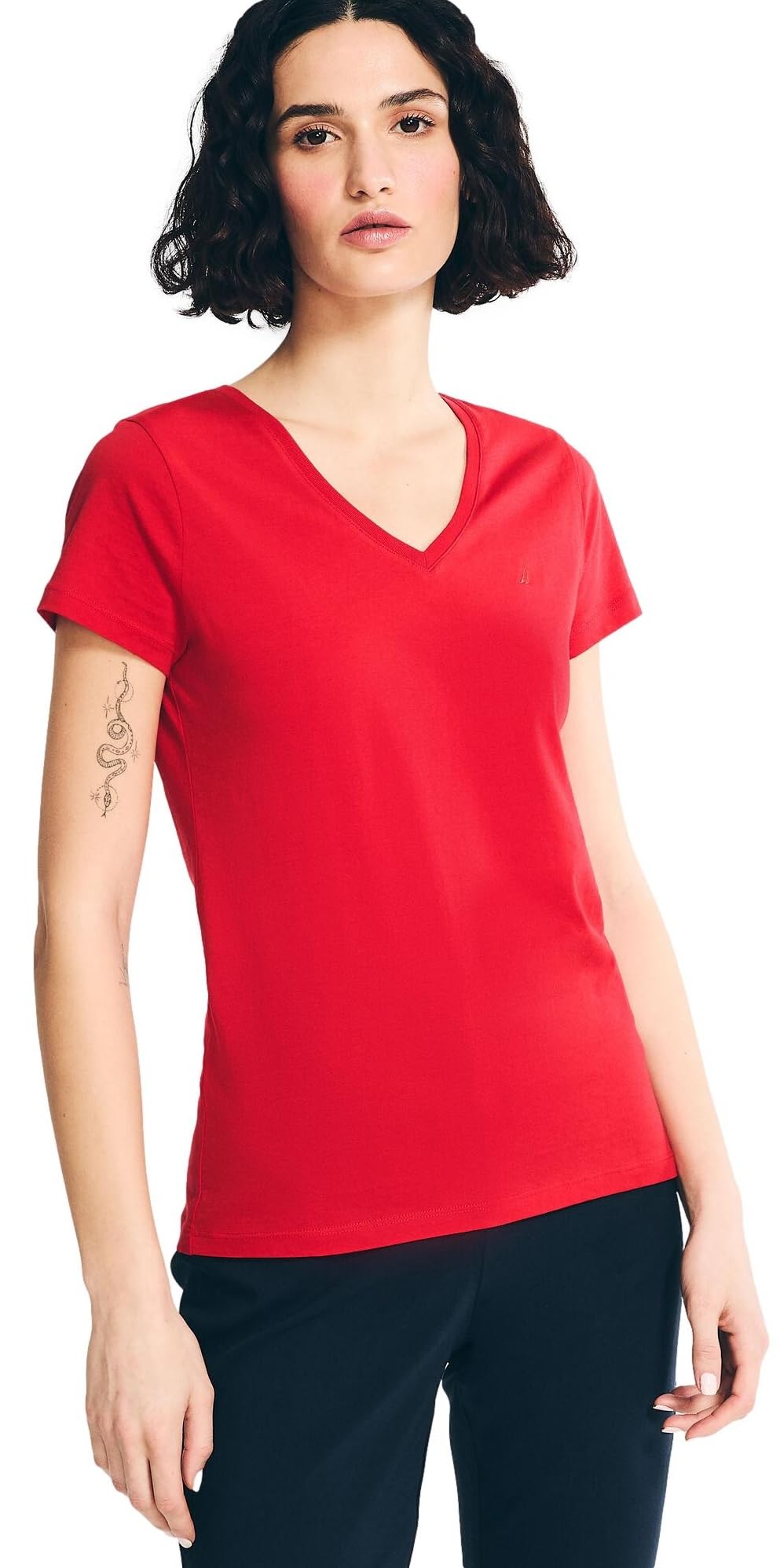 Nautica Women's Easy Comfort V-Neck Supersoft Stretch Cotton T-Shirt