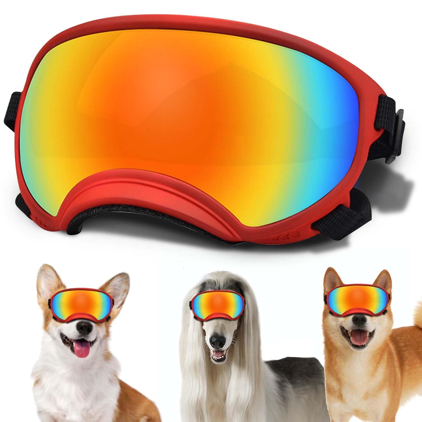 Large Dog Sunglasses, Dog Goggles with Adjustable Strap UV Protection Winproof Dog Puppy Sunglasses, Suitable for Medium-Large Dog Pet Glasses, Dogs Eyes Protection