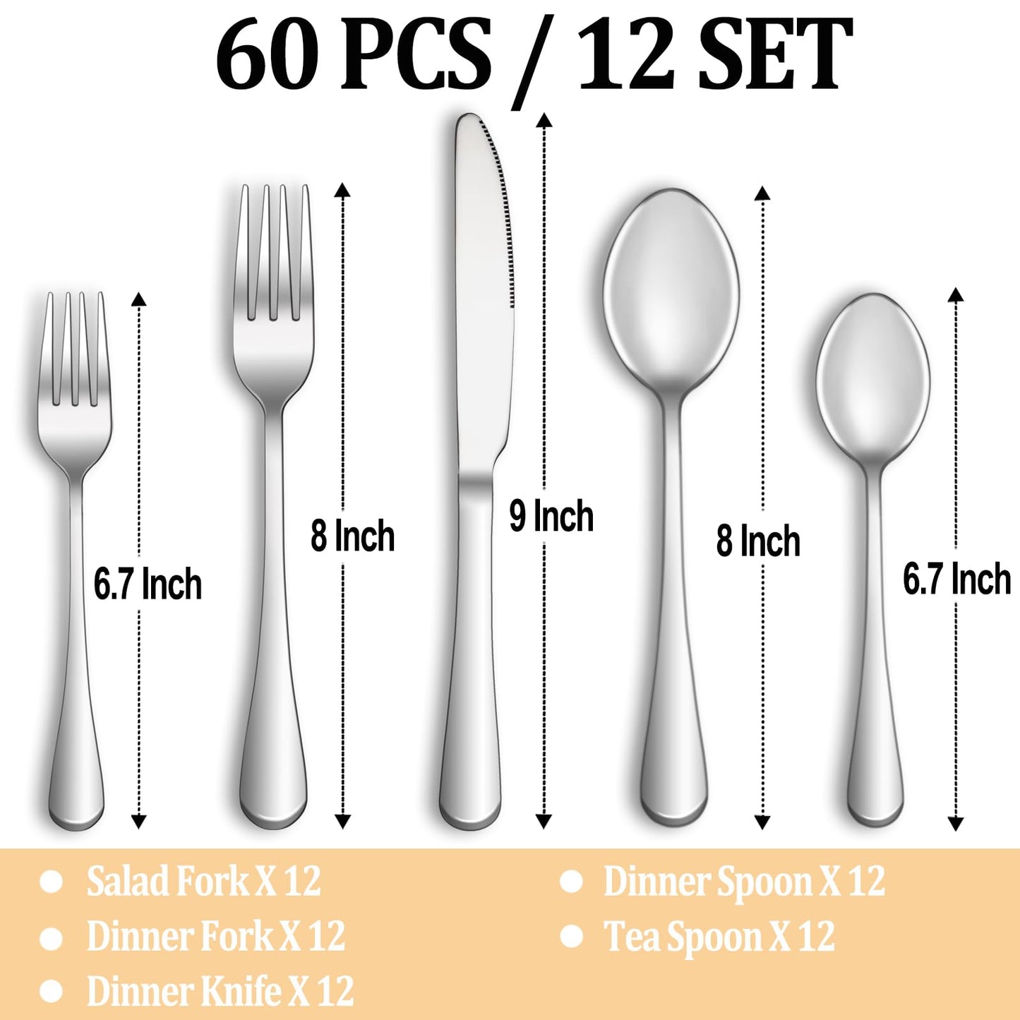 30 Piece Silverware Set Service for 6,Premium Stainless Steel Flatware Set,Mirror Polished Cutlery Utensil Set,Durable Home Kitchen Eating Tableware Set,Include Fork Knife Spoon Set,Dishwasher Safe