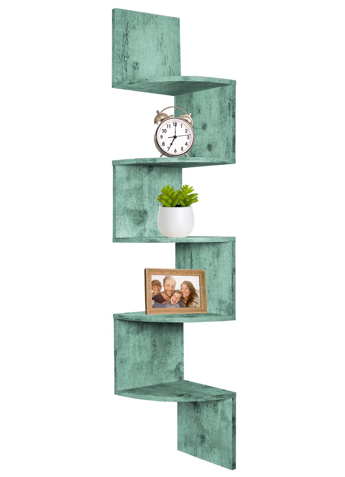 Corner Shelf, Greenco 5 Tier Shelves for Wall Storage, Easy-to-Assemble Floating Wall Mount Shelves for Offices, Bedrooms, Bathrooms, Kitchens, Living Rooms and Dorm Rooms, Espresso Finish