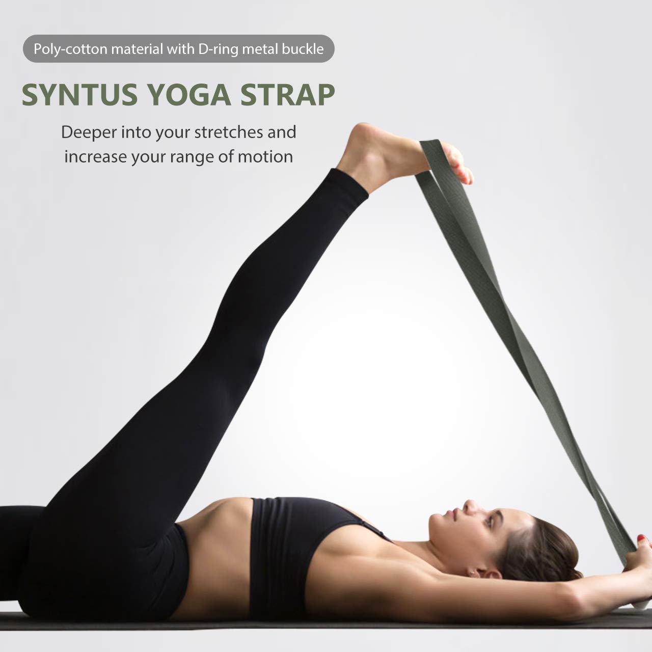 Syntus Yoga Block and Yoga Strap Set, 2 EVA Foam Soft Non-Slip Yoga Blocks 9×6×4 inches, 8FT Metal D-Ring Strap for Yoga, General Fitness, Pilates, Stretching and Toning