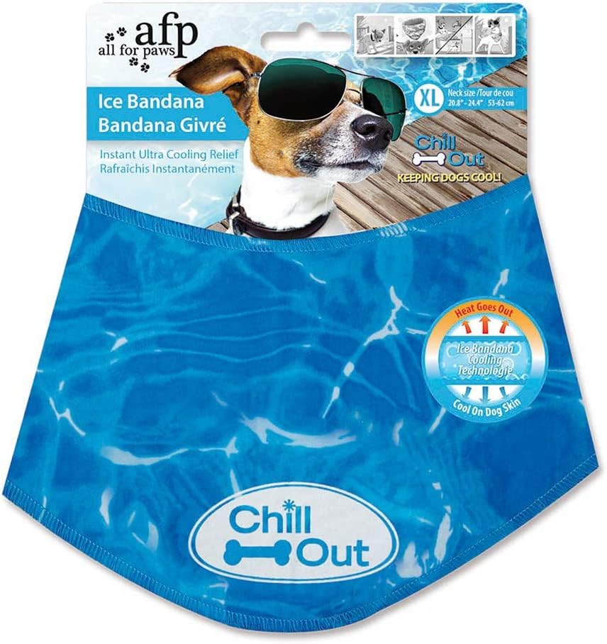 ALL FOR PAWS Chill Out Dog Ice Bandana, Instant Cooling Pet Bandana, Breathable Scarf Dog Cat Ice Collar for Summer