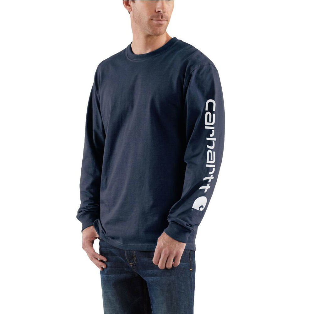 Carhatt Mens Loose Fit Heavyweight LongSleeve Logo Sleeve Graphic TShirt