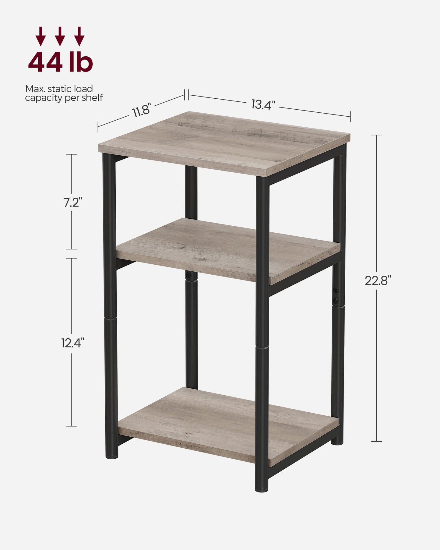 VASAGLE Side Table, Small End Table, Tall Nightstand for Living Room, Bedroom, Office, Bathroom, Rustic Brown and Classic Black ULET273B01