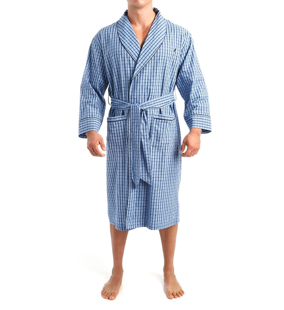 Nautica mens Long-sleeve Lightweight Cotton Woven-robe Bathrobe