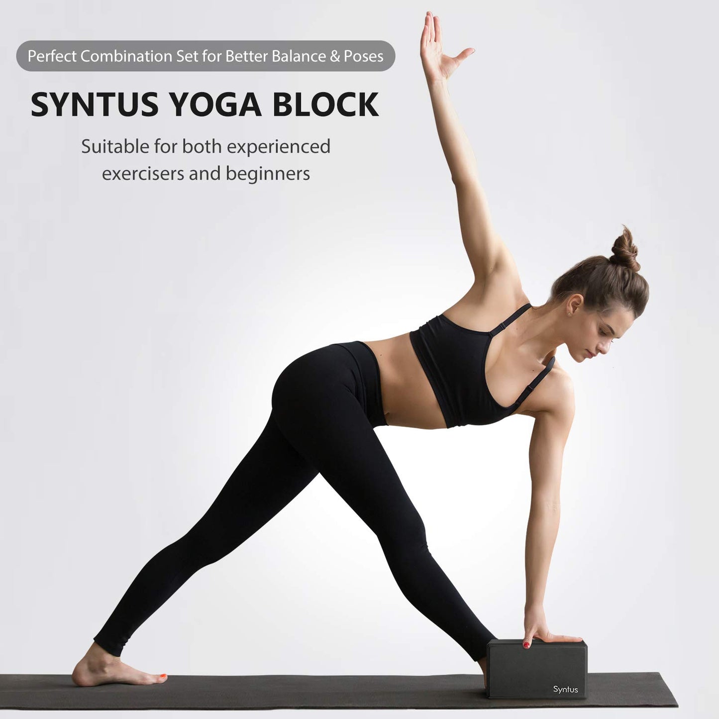 Syntus Yoga Block and Yoga Strap Set, 2 EVA Foam Soft Non-Slip Yoga Blocks 9×6×4 inches, 8FT Metal D-Ring Strap for Yoga, General Fitness, Pilates, Stretching and Toning