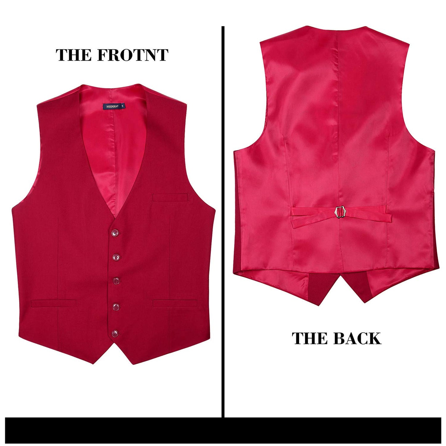 HISDERN Men's Suit Vest Business Formal Dress Waistcoat Vest with 3 Pockets for Suit or Tuxedo