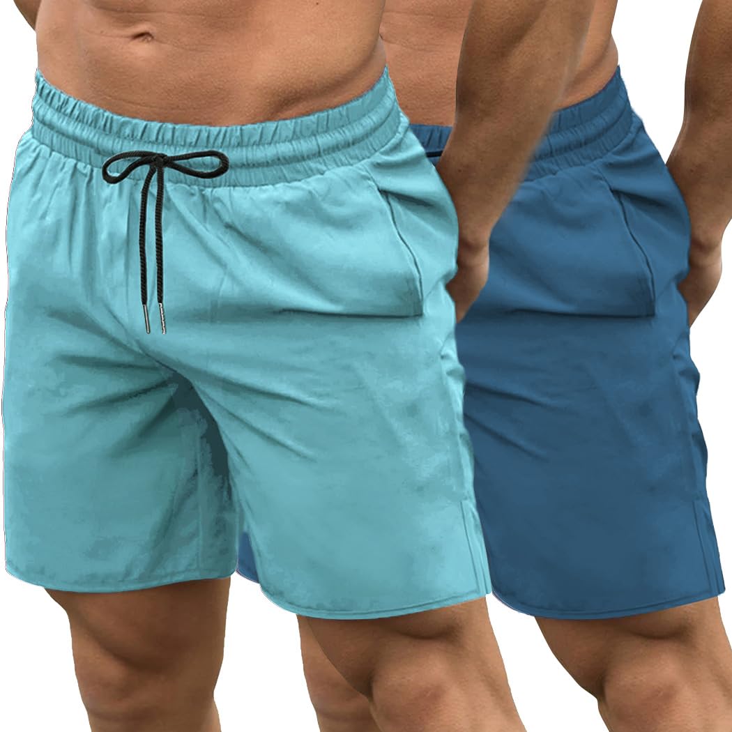 COOFANDY Men's 2 Pack Gym Workout Shorts Quick Dry Bodybuilding Weightlifting Pants Training Running Jogger with Pockets