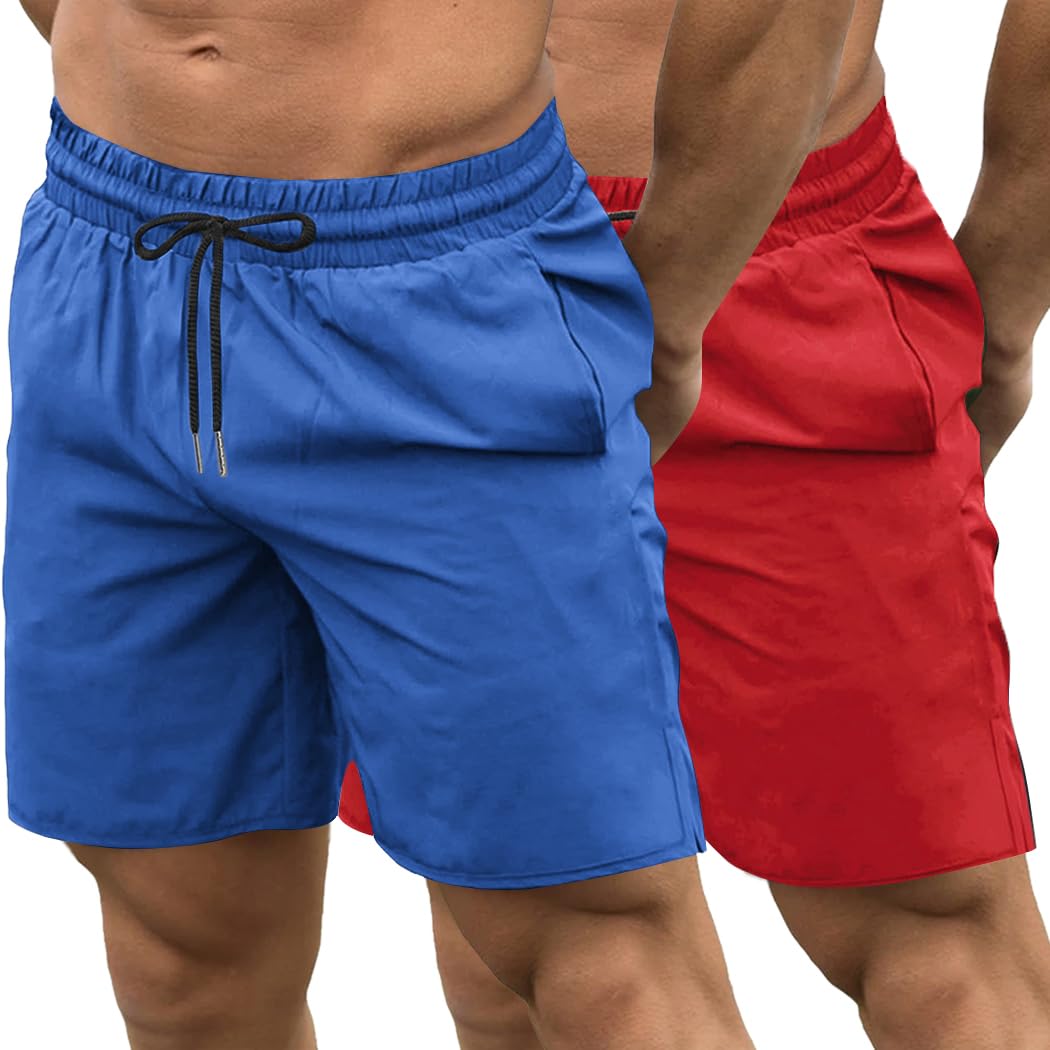 COOFANDY Men's 2 Pack Gym Workout Shorts Quick Dry Bodybuilding Weightlifting Pants Training Running Jogger with Pockets