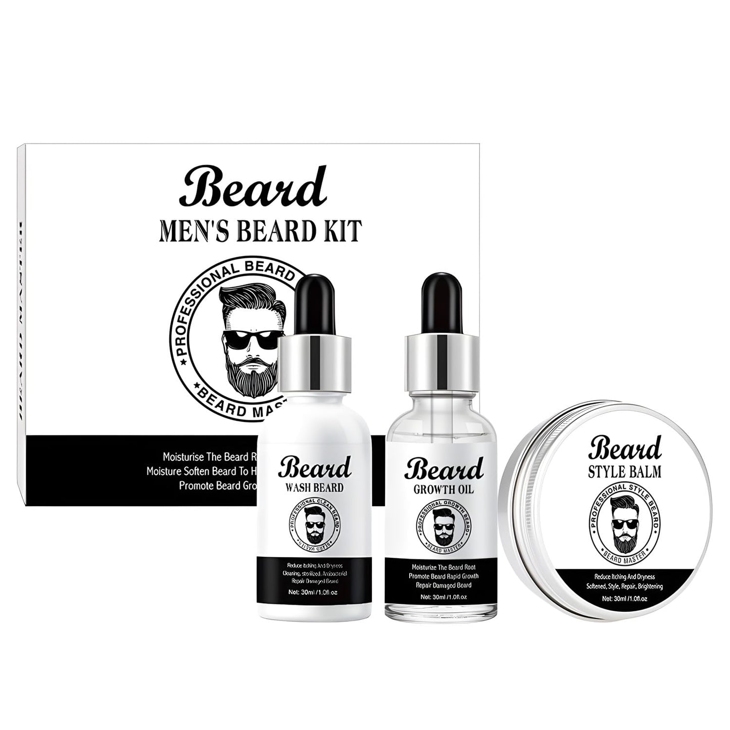 puresoak bath Beard Care Kit, Mens Beard Kit With Beard Wash, Beard Growth Oil And Beard Style Balm, Beard Kit For Men Grooming And Care-Softens, Strengthens, And Nourishes Beards