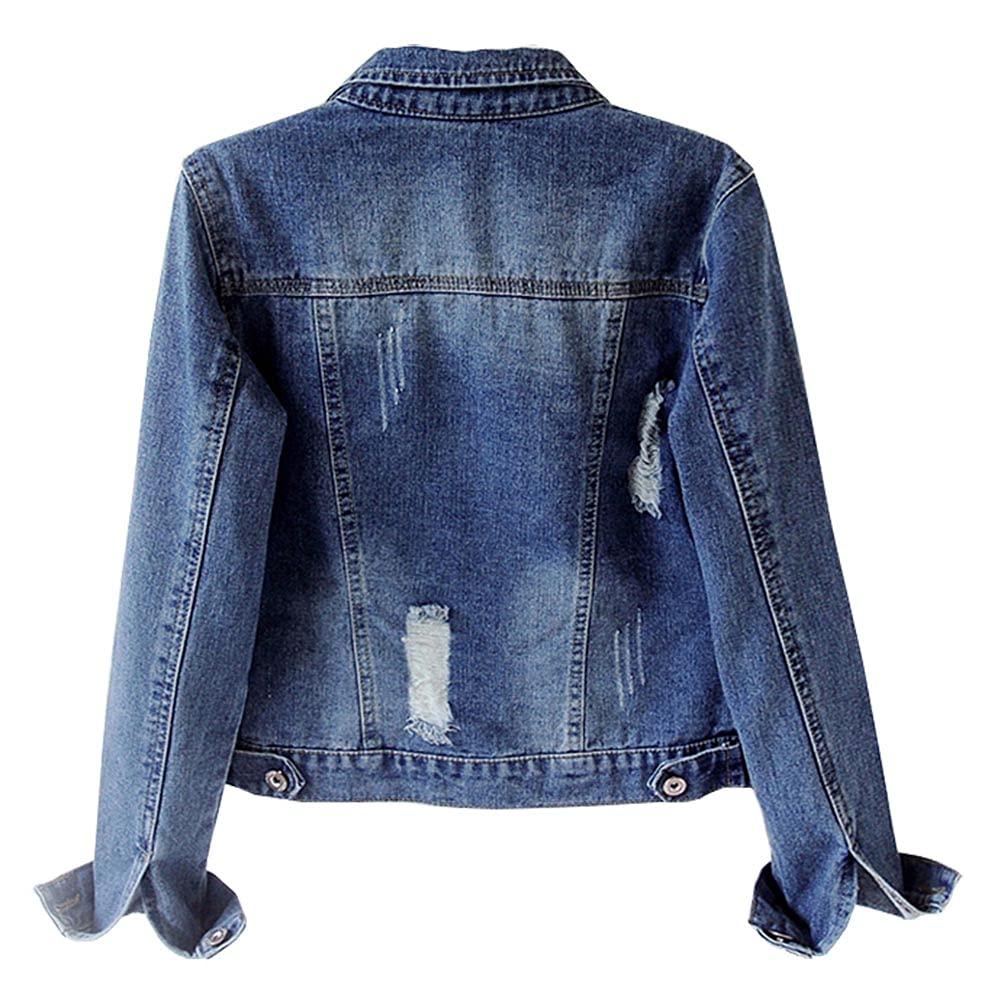 Kedera Womens Denim Jackets Distressed Ripped Long Sleeve Jean Jacket Coats