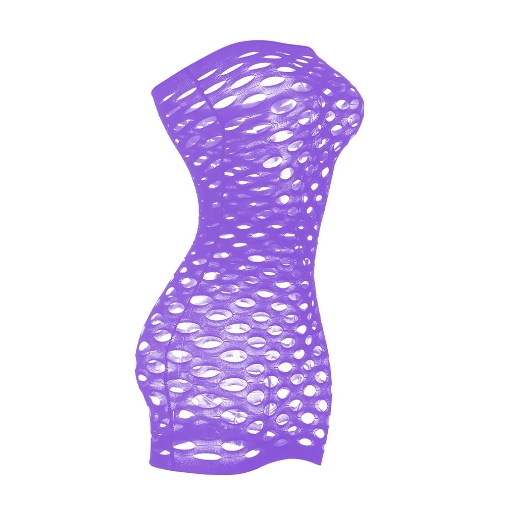 Sexy Womens Strapless Fishnet Lingerie Sleepwear Mini Dress Tube Chemise Bodysuit One Size