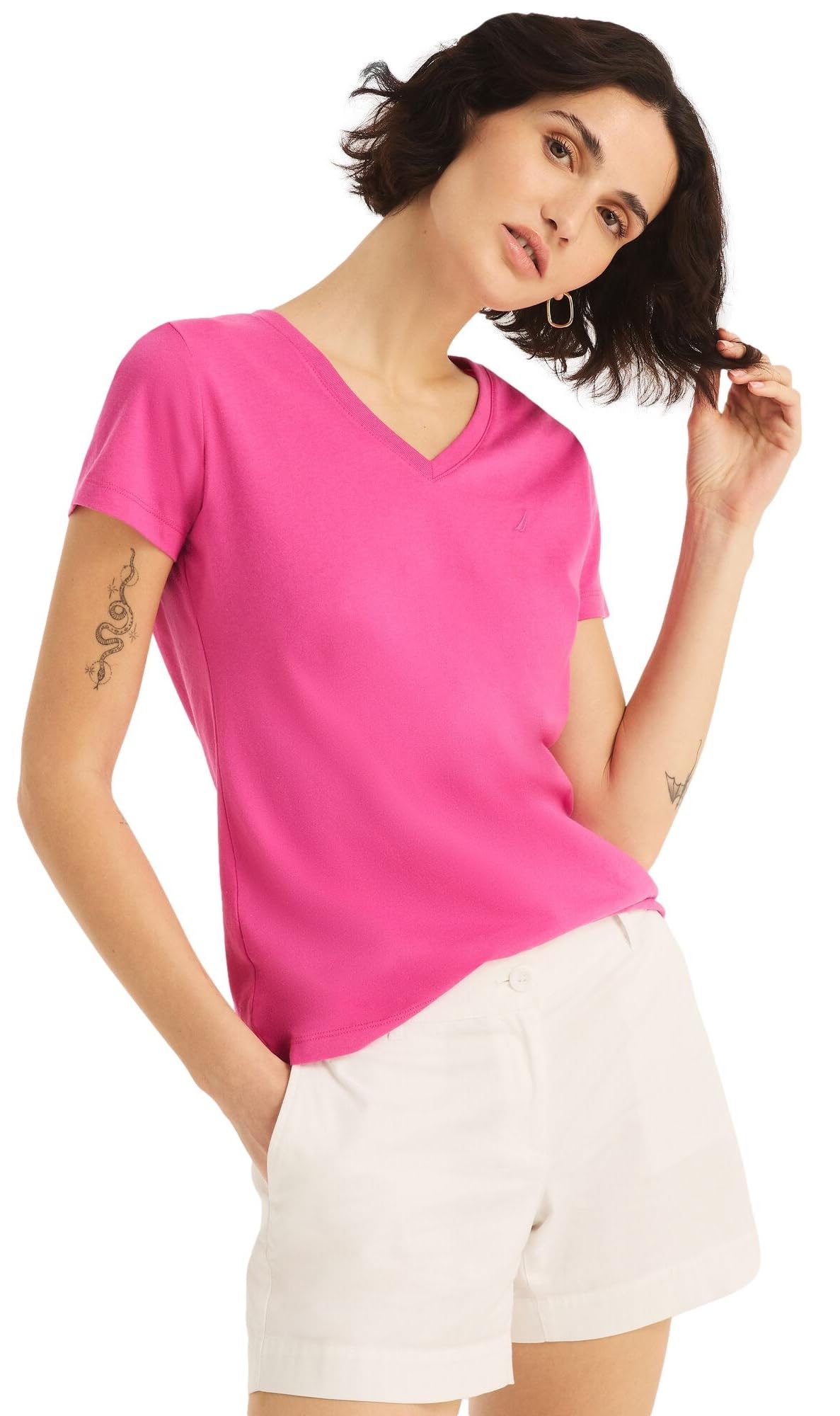 Nautica Women's Easy Comfort V-Neck Supersoft Stretch Cotton T-Shirt