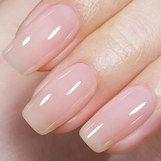 AILLSA Milky Pink Gel Nail Polish Nude Jelly Gel Polish Light Translucent Nail Polish Sheer Natural Nail Gel Soak Off U V Gel Base Color for French Manicure at Home Holiday Gift 0.51 Fl Oz /GB90