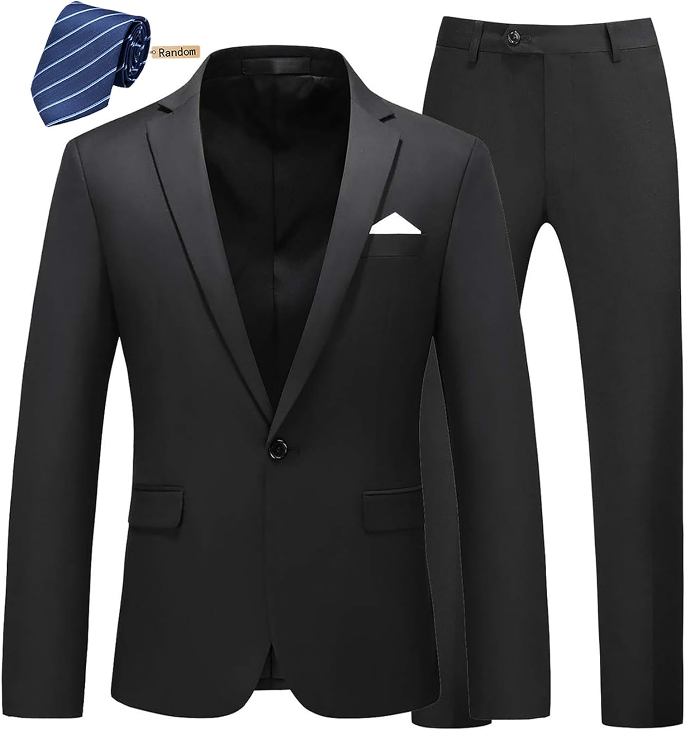 MOGU Mens Slim Fit 2 Piece Suit One Button Notch Lapel Tuxedo for Prom (Suit Jacket + Pants)