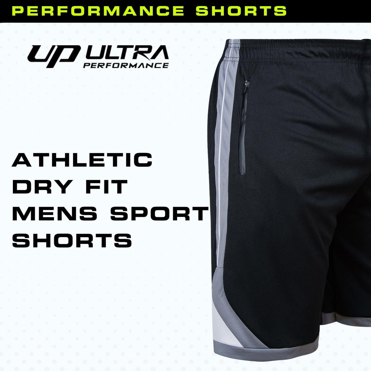 Ultra Performance Mens 5 Pack Athletic Running Shorts, Basketball Gym Workout Shorts for Men with Zippered Pockets