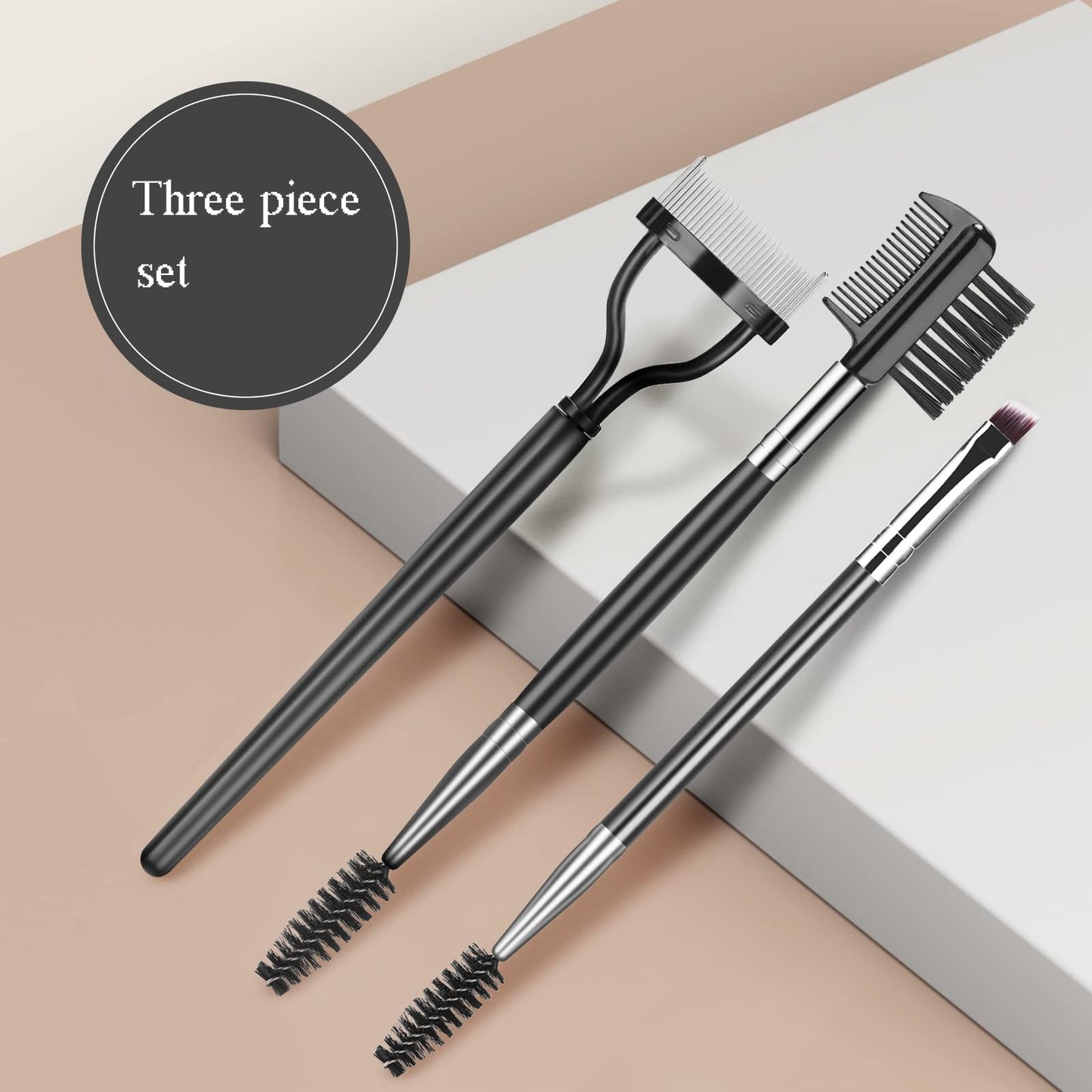 Eyebrow Brush Eyelash Separator Brow Comb & Lash Spoolie Professional Eye Makeup Tools (3 Pieces Set)