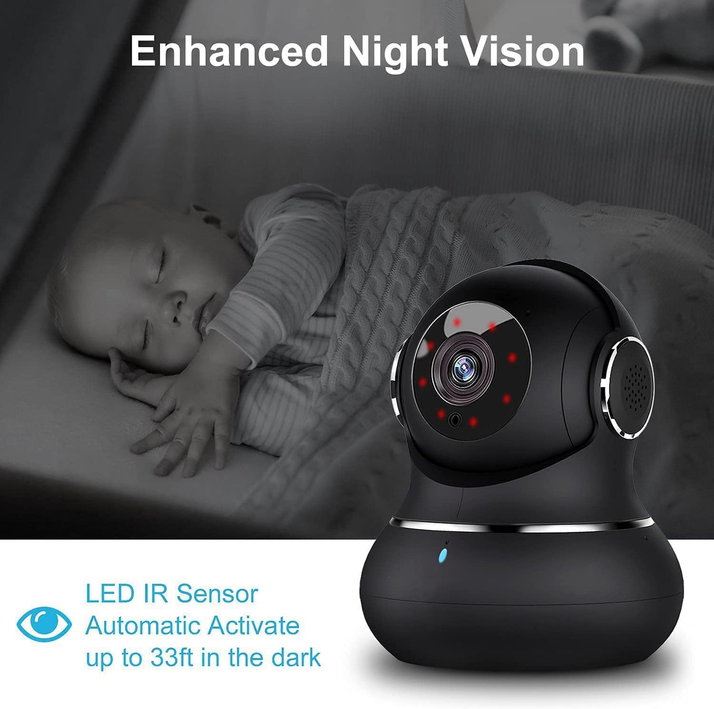 litokam 2K Indoor Security Camera, 360° Cameras for Home Security Indoor with Motion Detection, Pet Camera with Phone App, Baby Monitor-Night Vision