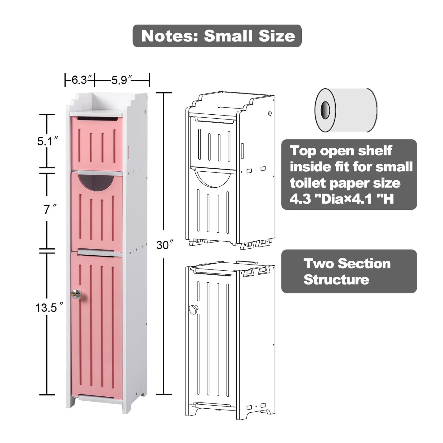 AOJEZOR Bathroom Furniture Sets,Small Bathroom Storage Cabinet Great for Toilet Paper Holder,Toilet Paper Cabinet for Small Spaces,White Bathroom Organizer