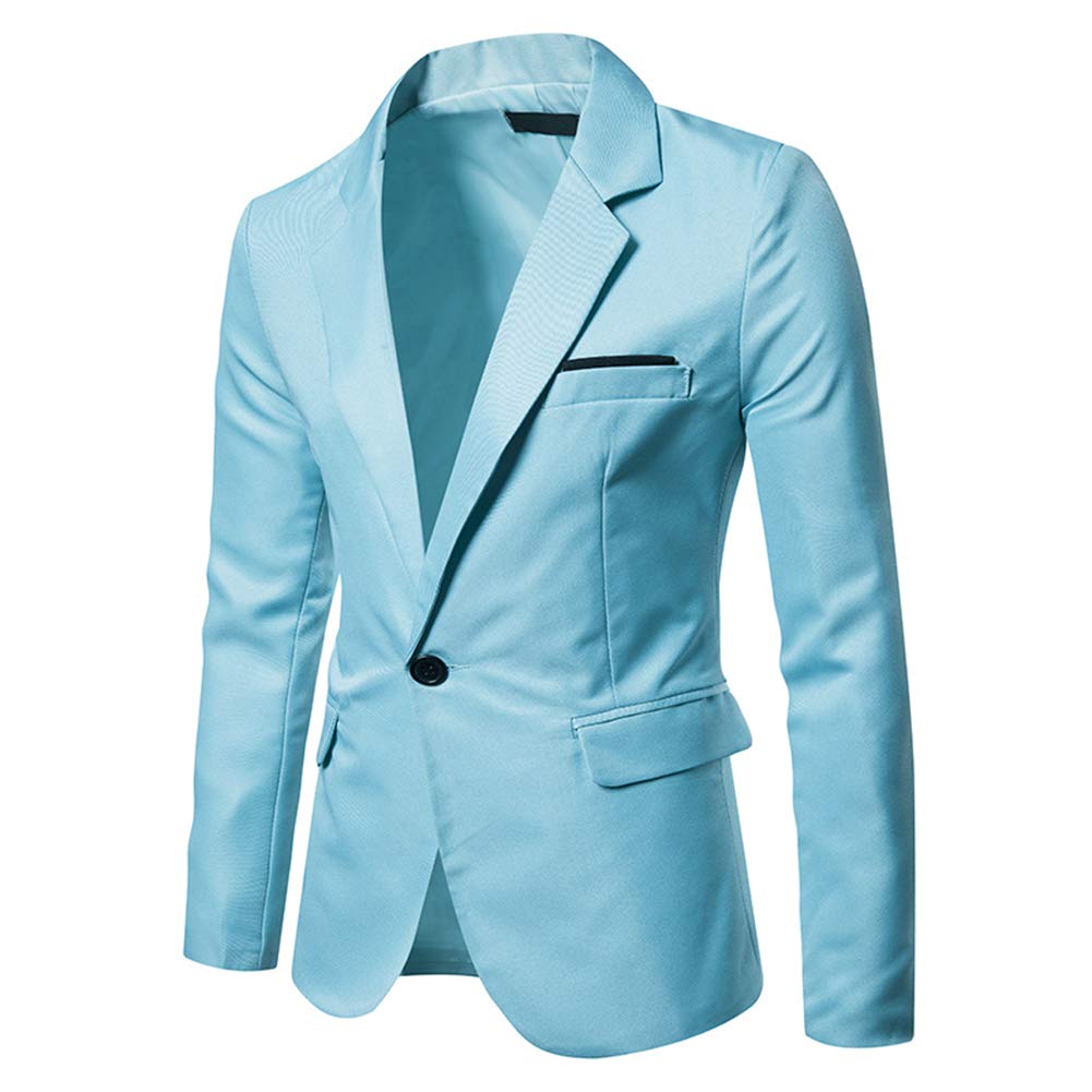 Cloudstyle Mens Casual Slim Fit Suit Jacket 1 Button Daily Blazer Business Sport Coat Tops