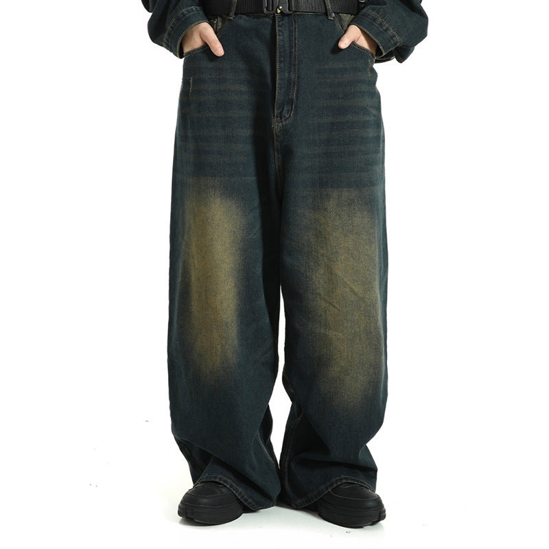 Vintage Straight Jeans Washed Distressed Loose Trousers