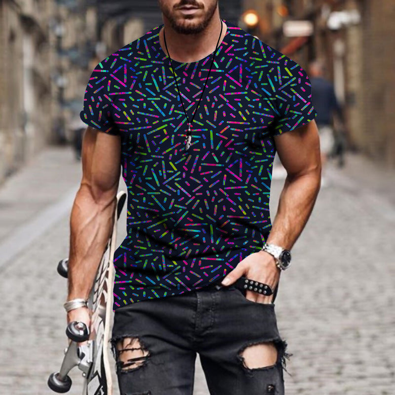 Camouflage Retro Patchwork 3d Digital Print T-shirt