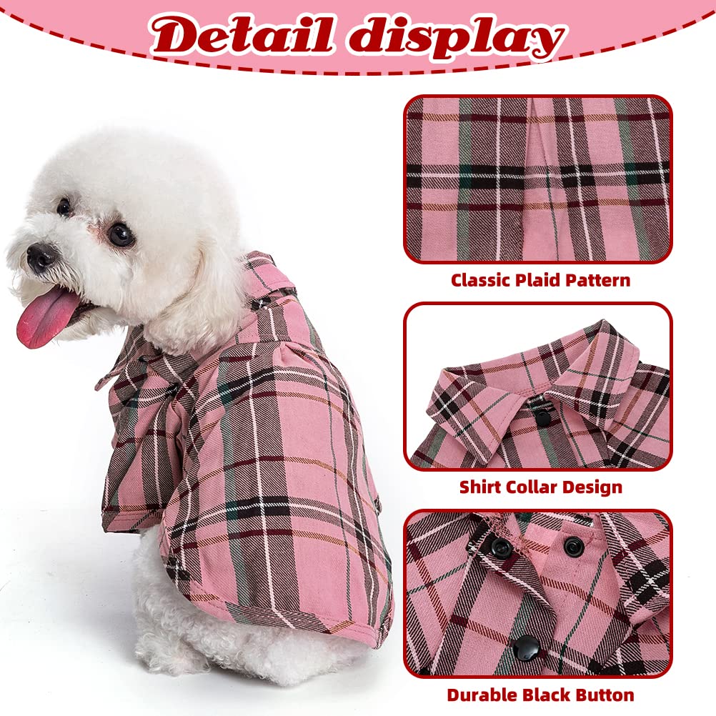 PUPTECK Plaid Dog Shirt, Cute Puppy Cat Polo T-Shirt, Soft Pet Clothes Boy for Small Medium Dogs