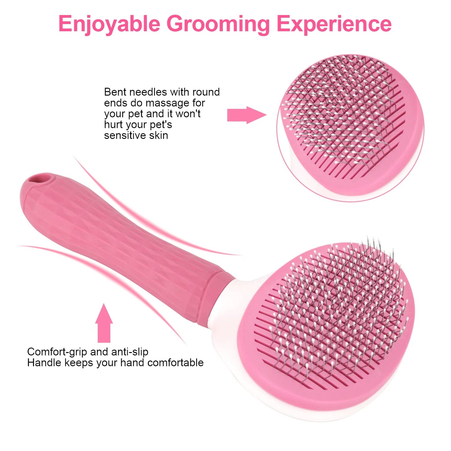 Depets Self Cleaning Slicker Brush, Dog Cat Bunny Pet Grooming Shedding Brush - Easy to Remove Loose Undercoat, Pet Massaging Tool Suitable for Pets with Long or Short Hair