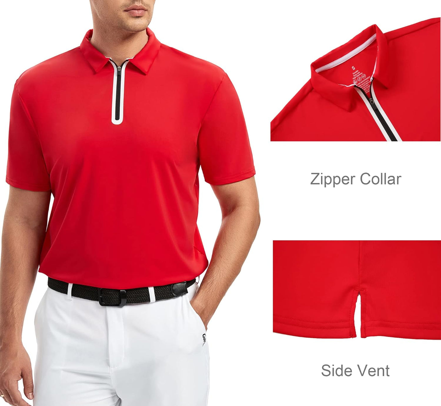 Alex Vando Mens Golf Shirt Moisture Wicking Quick-Dry Short Sleeve Casual Polo Shirts for Men