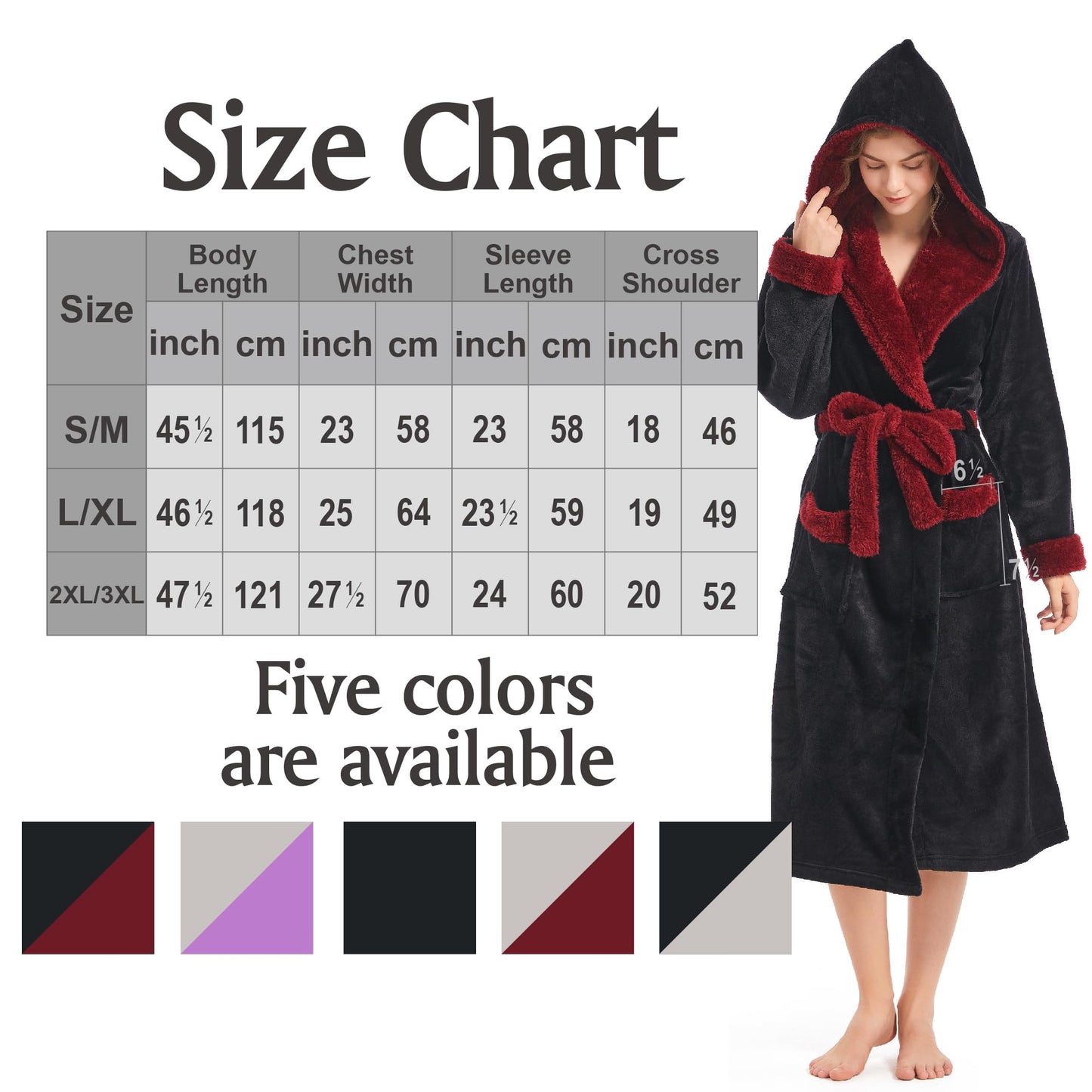 Inner Wish Women Hooded Plush Robe, Fleece Cozy Warm Bathrobe