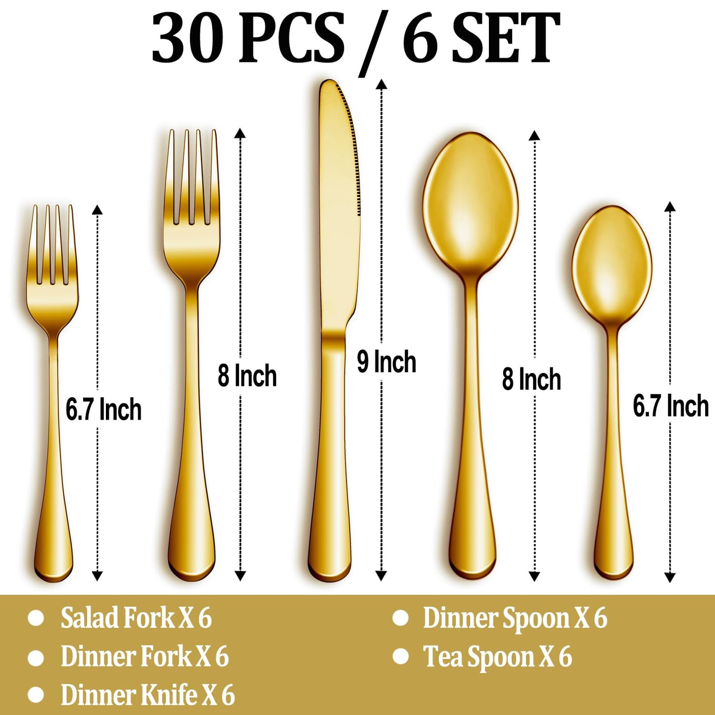 30 Piece Silverware Set Service for 6,Premium Stainless Steel Flatware Set,Mirror Polished Cutlery Utensil Set,Durable Home Kitchen Eating Tableware Set,Include Fork Knife Spoon Set,Dishwasher Safe