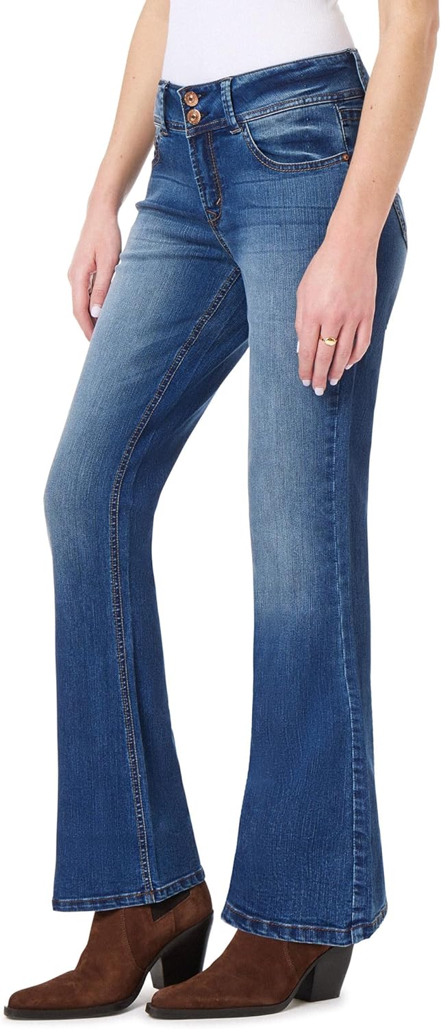 WallFlower Women's Luscious Curvy Bootcut Mid-Rise Insta Stretch Juniors Jeans (Standard and Plus)