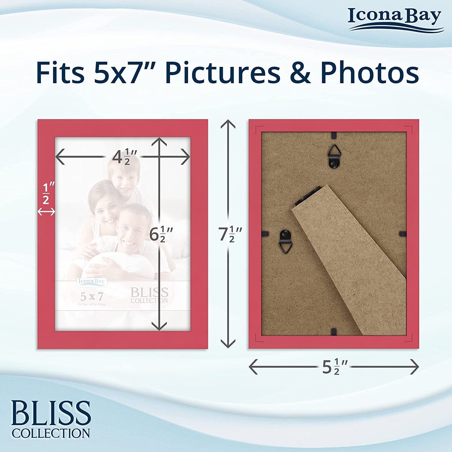 Icona Bay 5x7 Black Picture Frame, Modern Style Wood Composite Frame, Table Top or Wall Mount, Bliss Collection