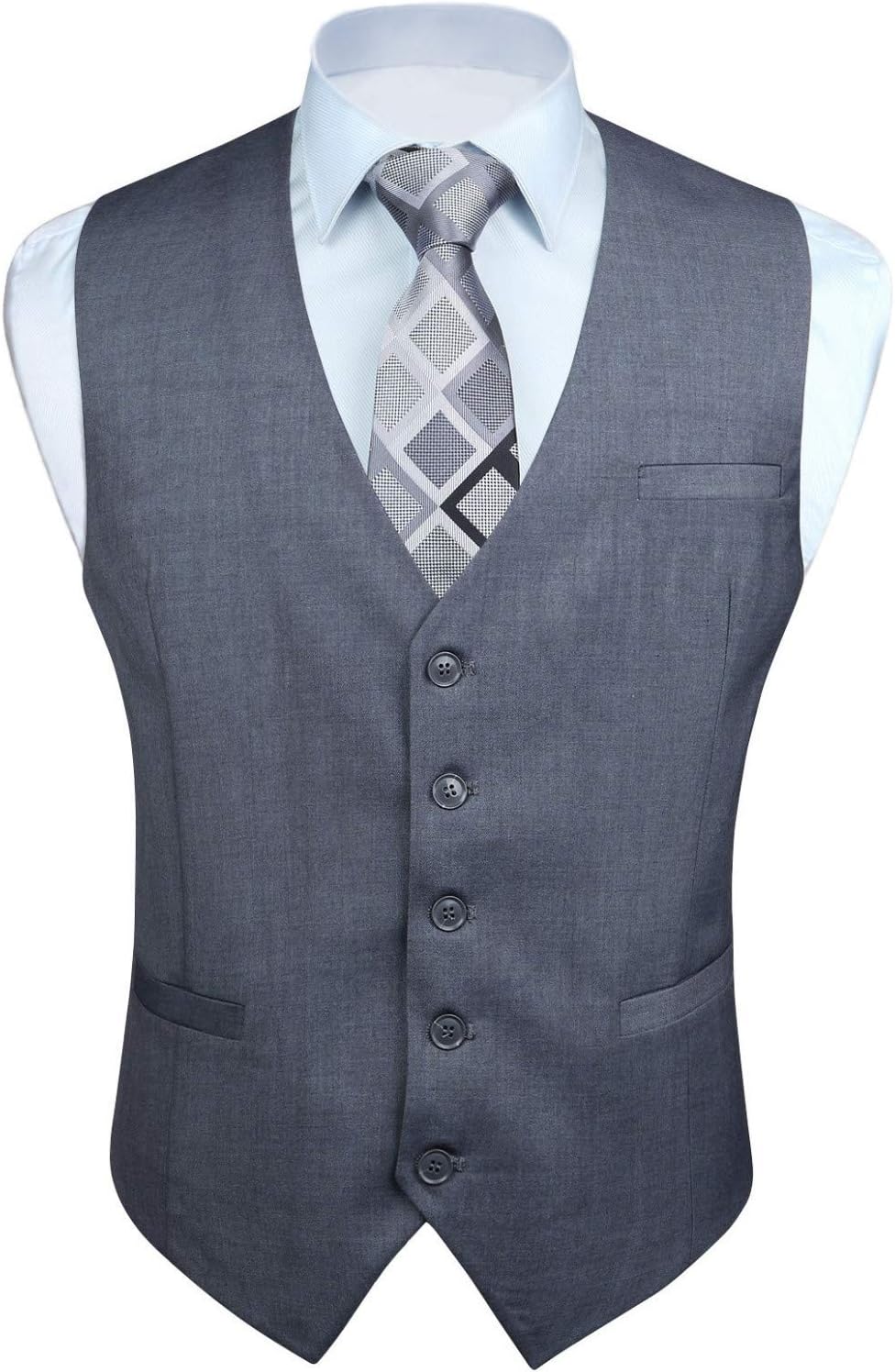 HISDERN Men's Suit Vest Business Formal Dress Waistcoat Vest with 3 Pockets for Suit or Tuxedo