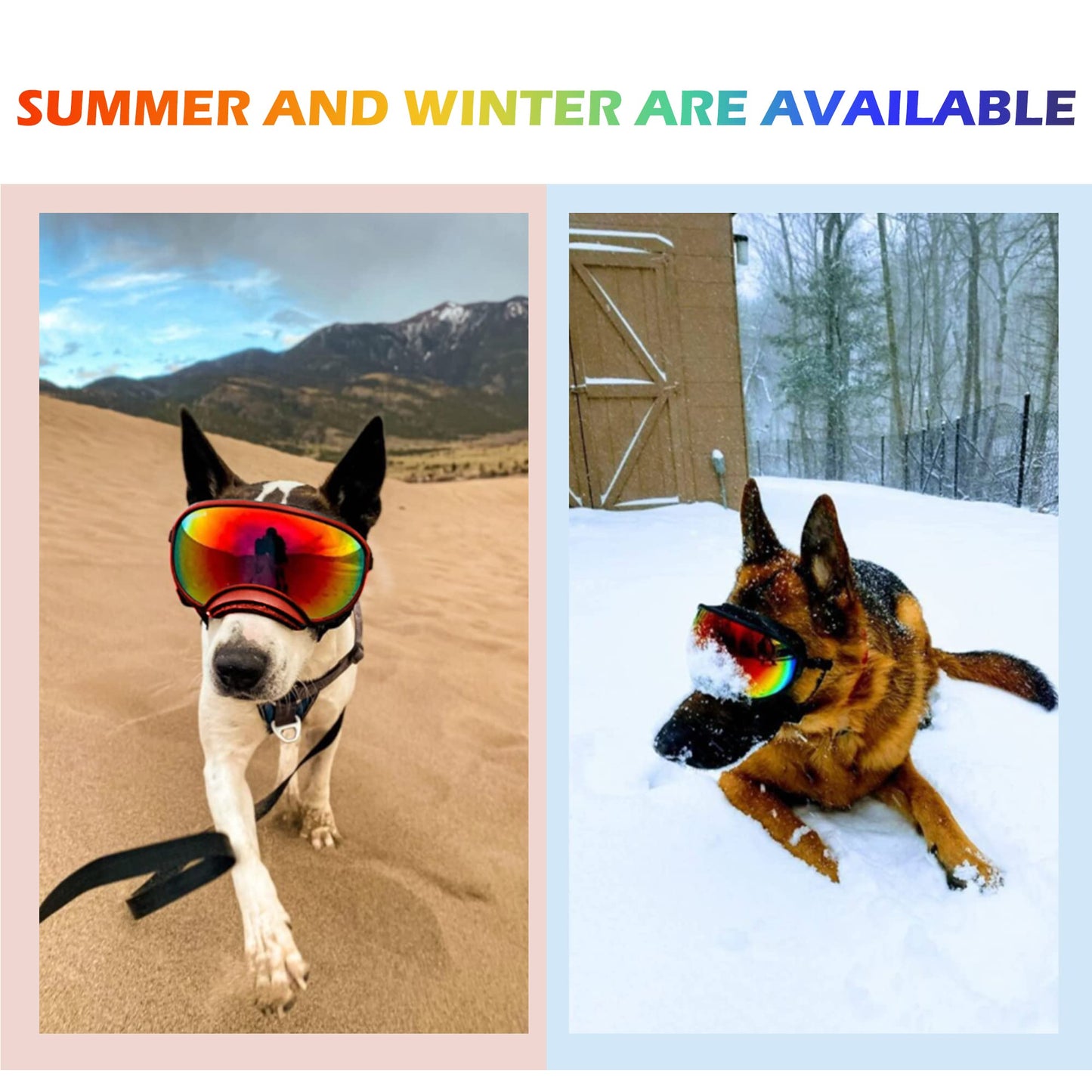 Large Dog Sunglasses, Dog Goggles with Adjustable Strap UV Protection Winproof Dog Puppy Sunglasses, Suitable for Medium-Large Dog Pet Glasses, Dogs Eyes Protection