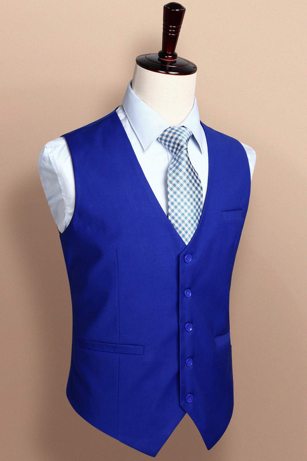 HISDERN Men's Suit Vest Business Formal Dress Waistcoat Vest with 3 Pockets for Suit or Tuxedo